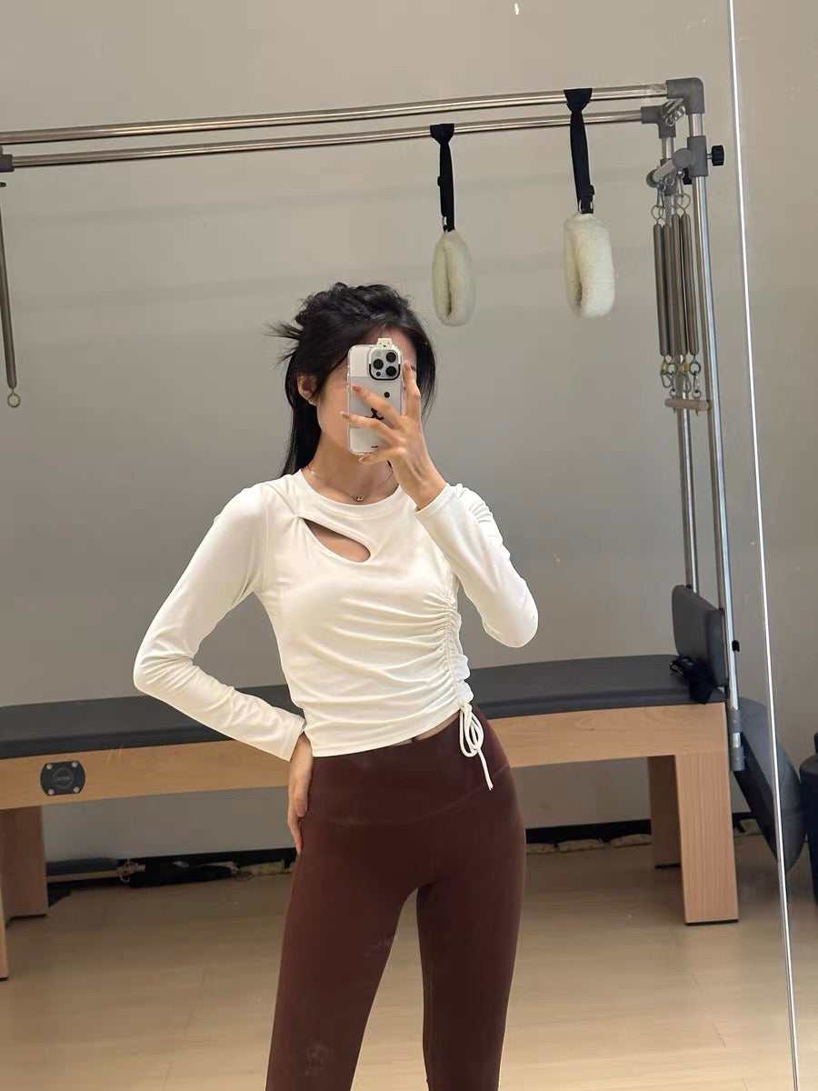 Tied & Holes Long Sleeves Bra Top