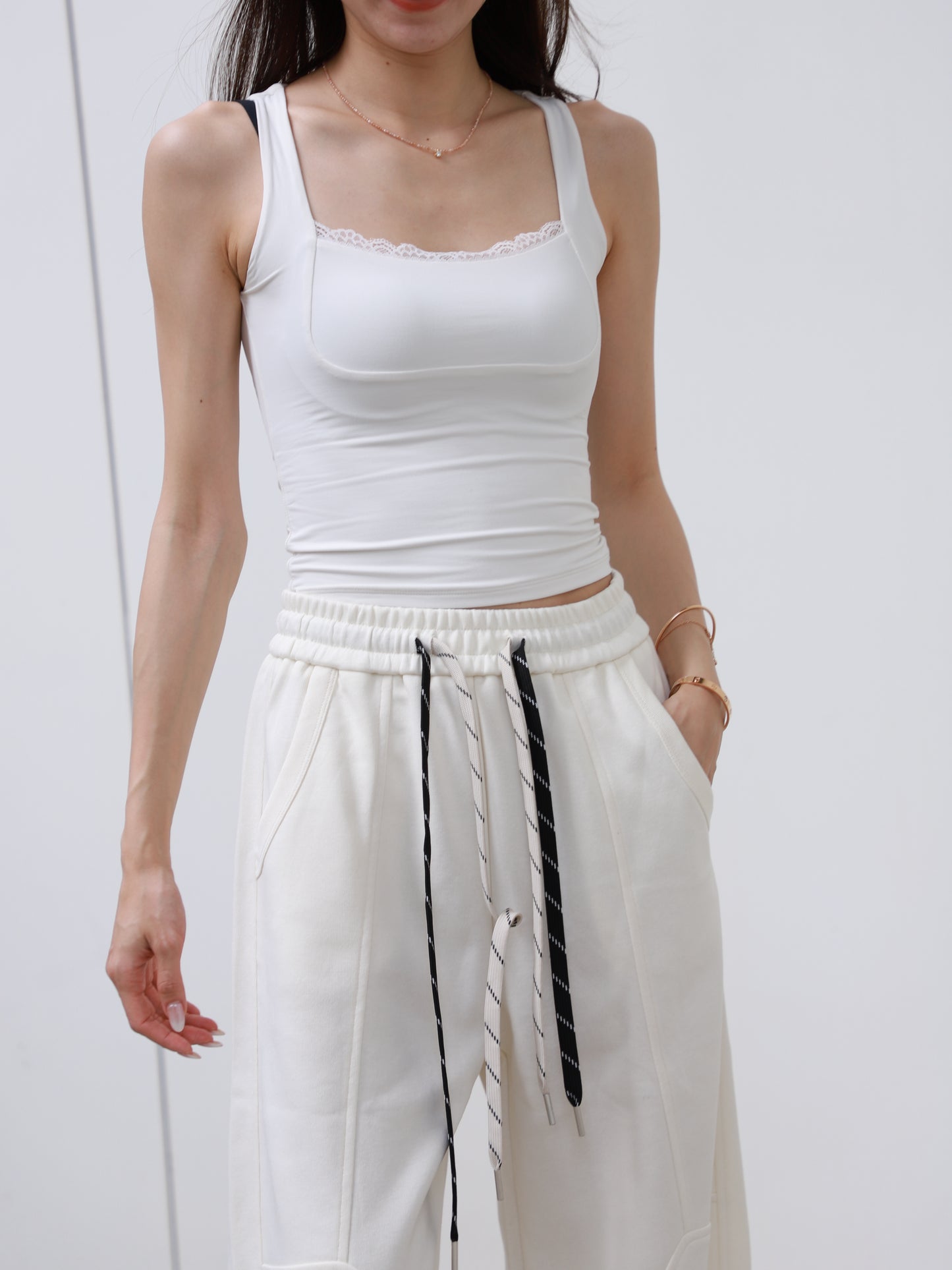 Mixed Strap Cotton Pants