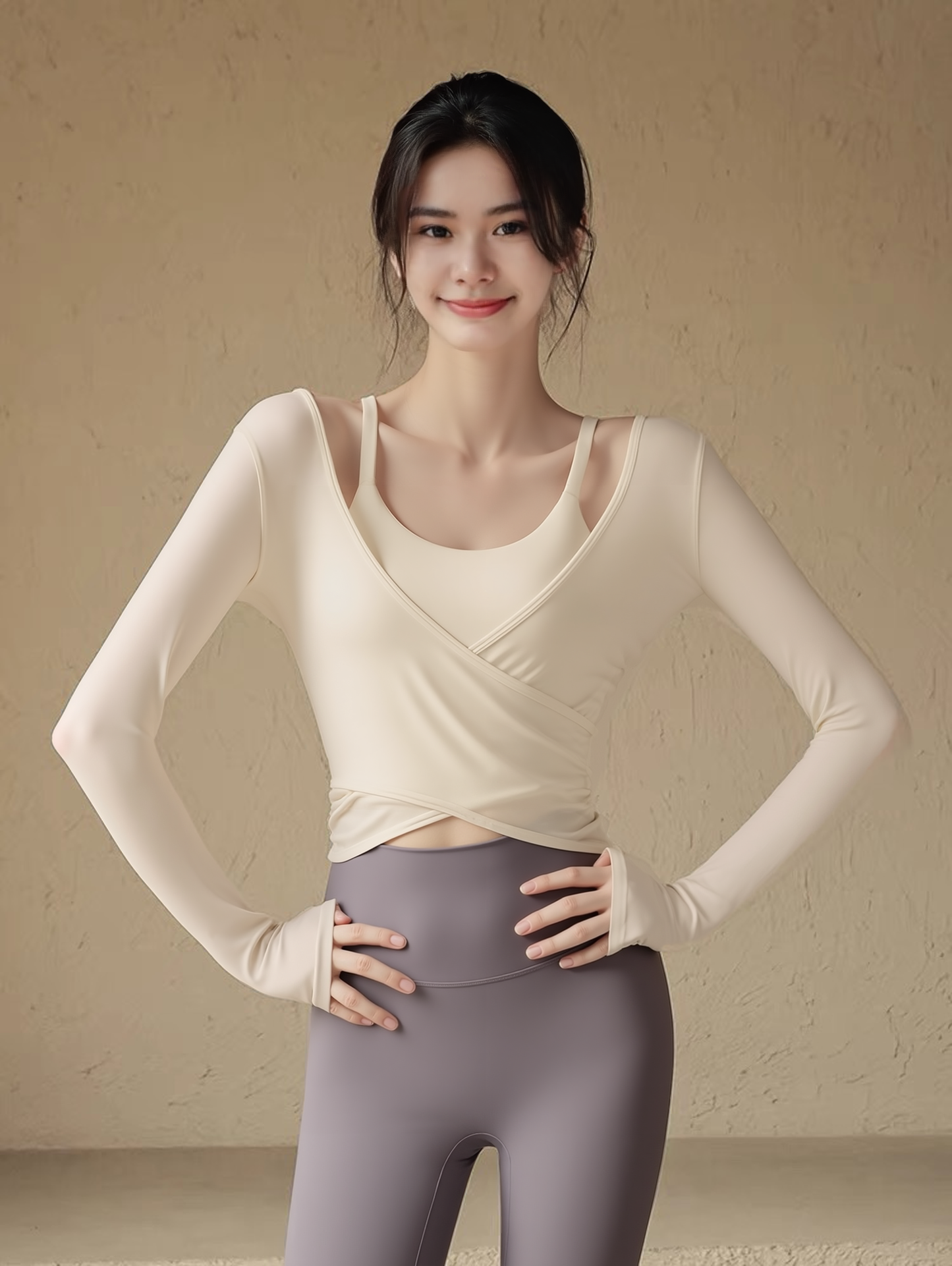 See Through Cross Long Sleeves Bra Top