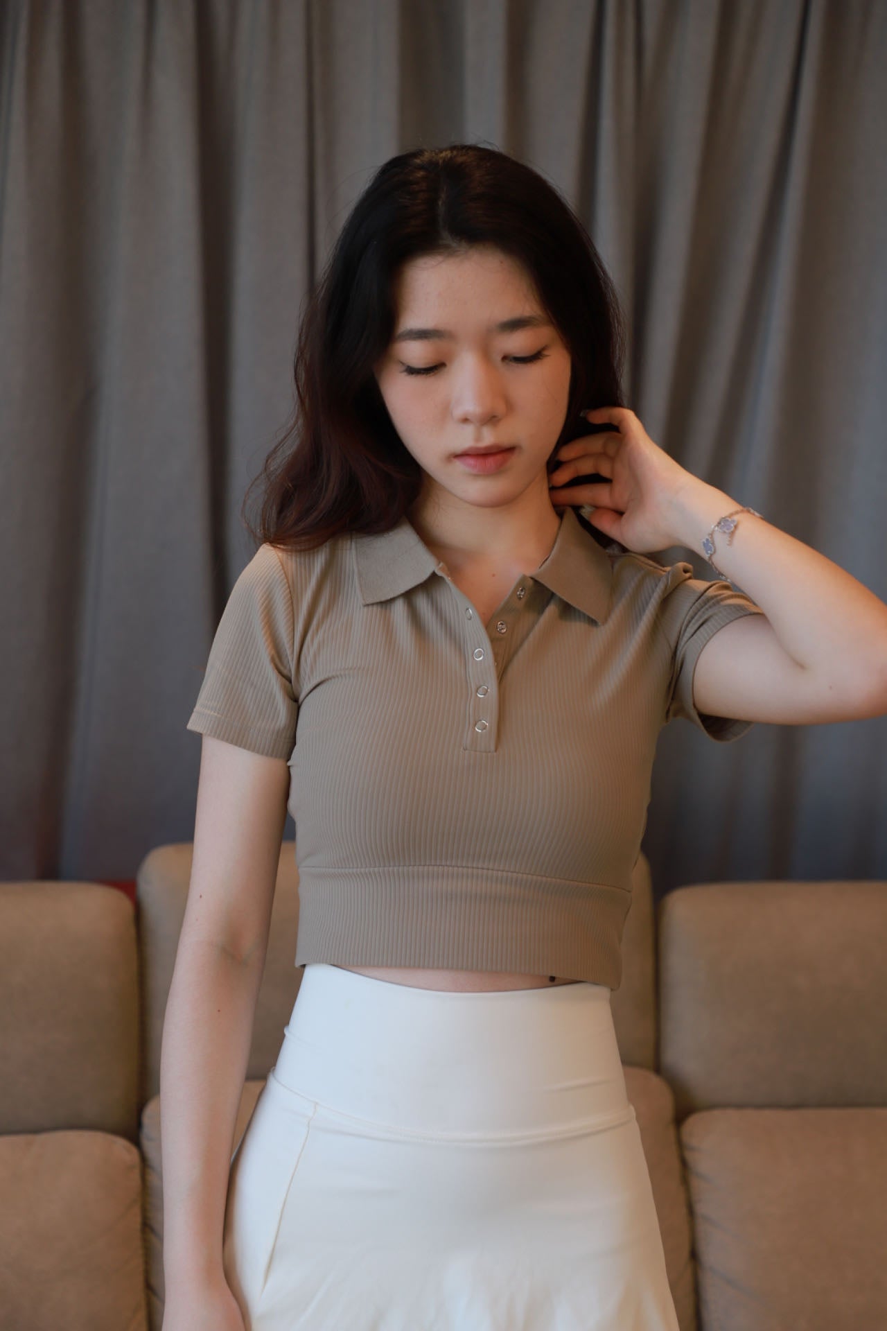 Polo Neck Short Sleeves Top