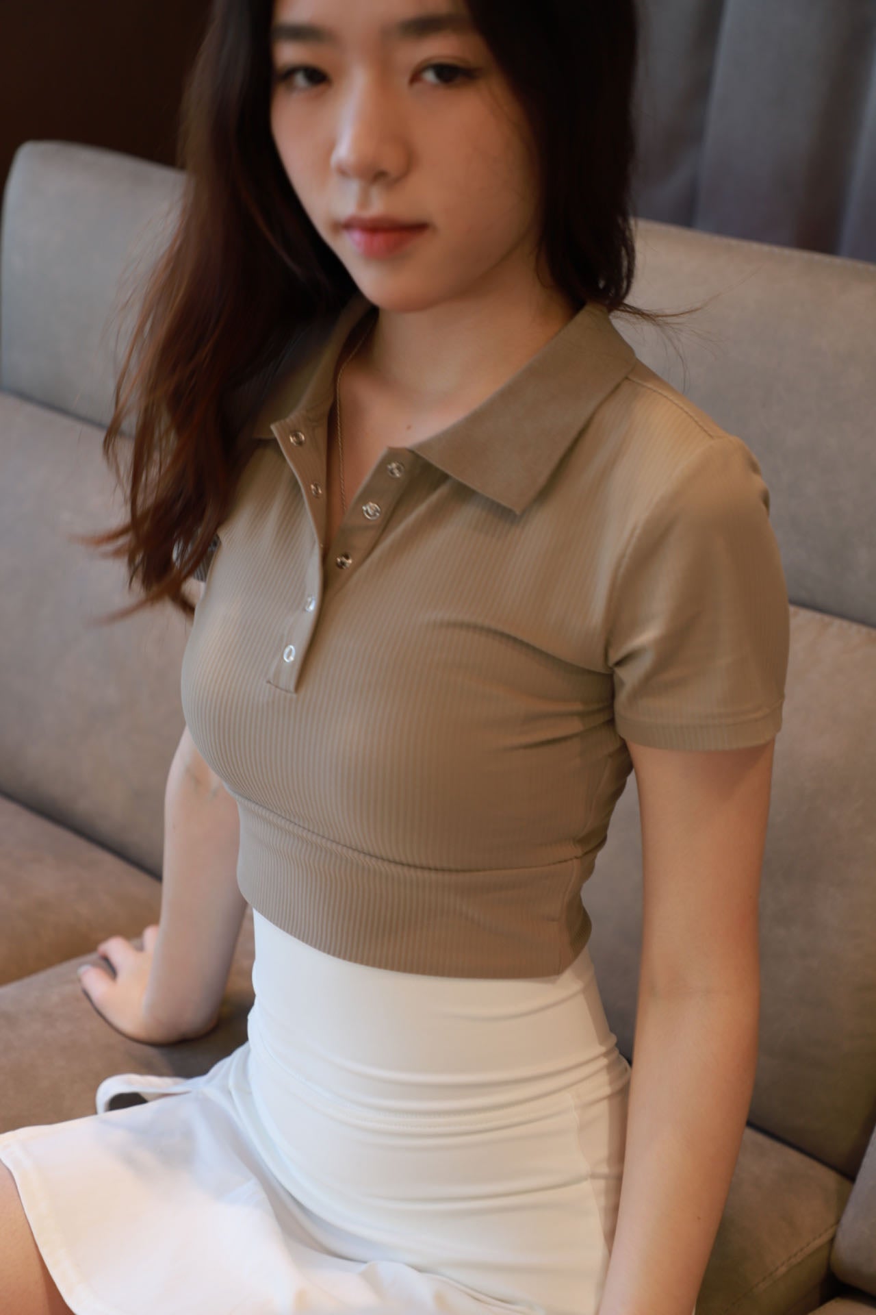 Polo Neck Short Sleeves Top