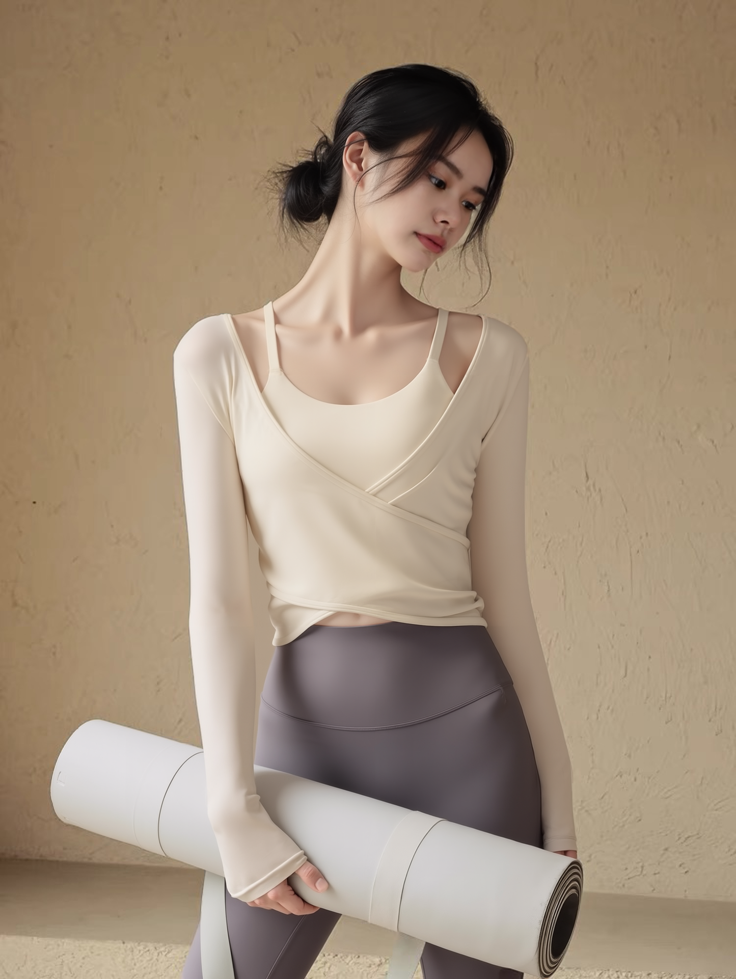 See Through Cross Long Sleeves Bra Top