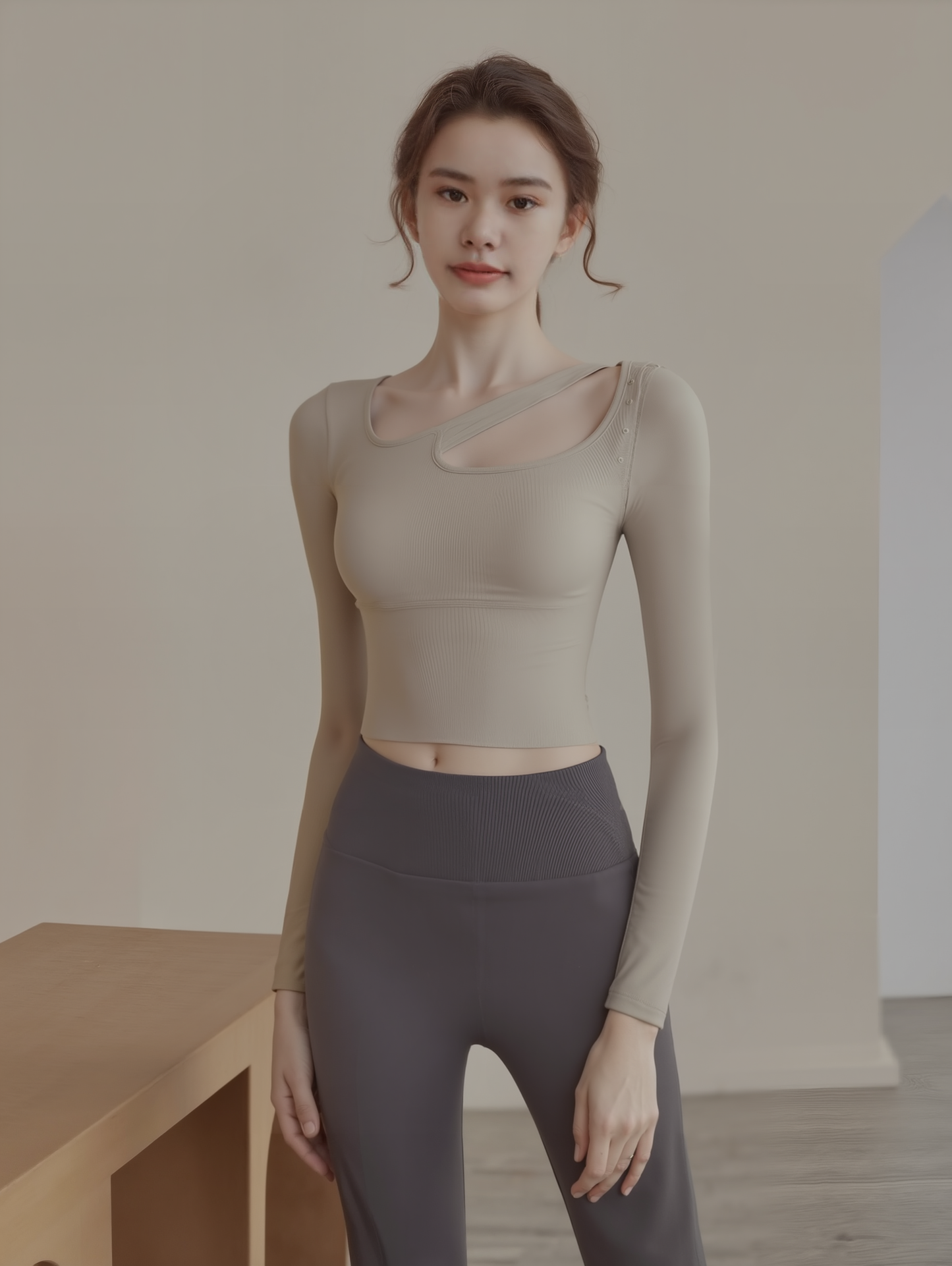 Hole Side Long Sleeves Bra Top