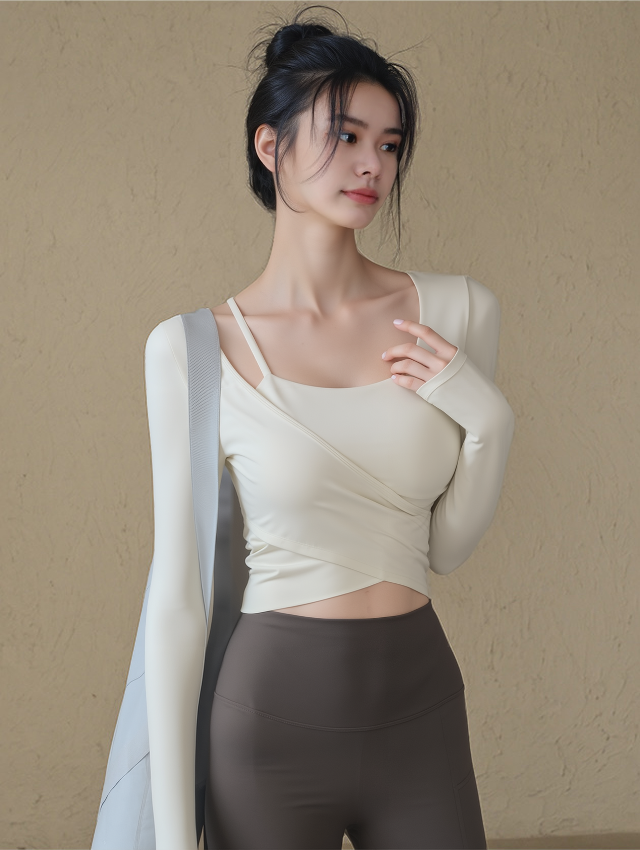 Cross Side Long Sleeves Bra Top