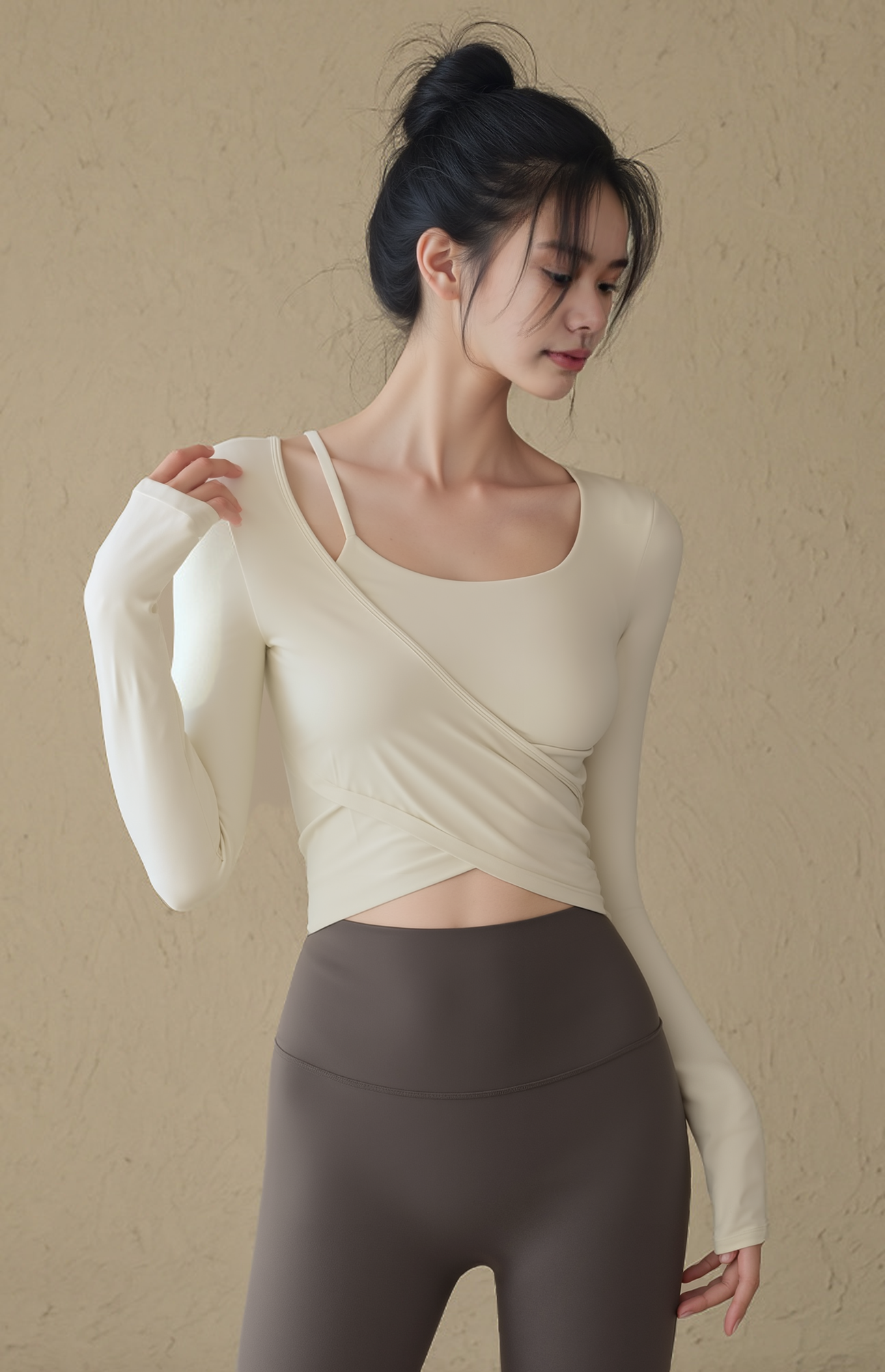 Cross Side Long Sleeves Bra Top